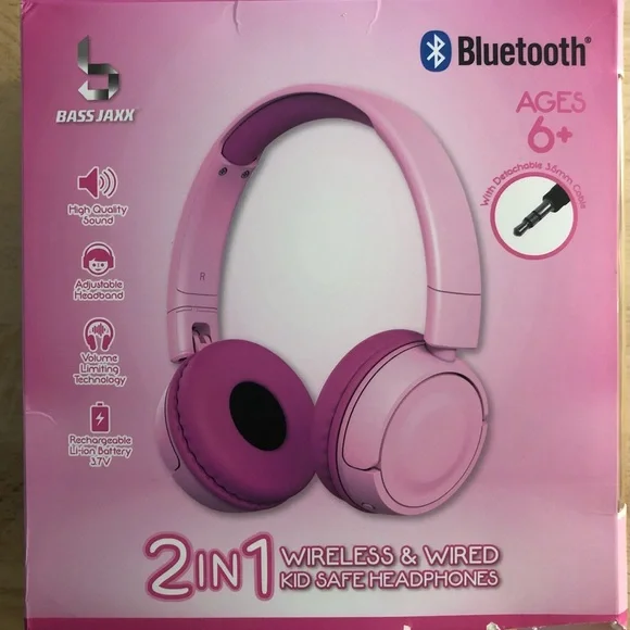Headphones Bass Jaxx 2 In 1 Wireless Wired Kid Safe Headphones